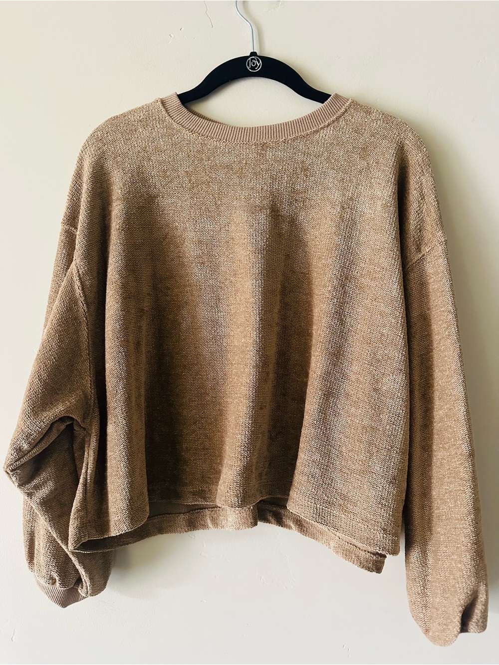 Zara Oversized Crewneck Sweater in Camel